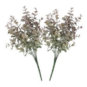 DK Design Kunstbloem Eucalyptus tak - 2x - 33 cm - saliegroen - bundel/bosje - Kunst zijdebloemen -