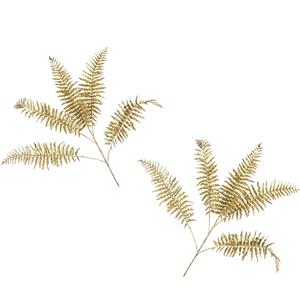 Countryfield Kunsttak/kunstbloem - 2x st- Varen - goud - 77 cm - kunststof - glans -