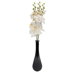 Bellatio Design Kunstbloem Orchidee Milan - 3x - creme - 78 cm - losse steel - kunst zijdebloem - Phalaenopsis -