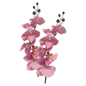 Bellatio Design Kunstbloem Orchidee Milan - 3x - roze - 78 cm - losse steel - kunst zijdebloem - Phalaenopsis -