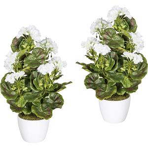 Geraniumstruik, UV-bestendig, hoogte 400 mm, 26 vellen, VE = 2 stuks, bloemen wit
