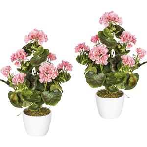 Geraniumstruik, UV-bestendig, hoogte 400 mm, 26 vellen, VE = 2 stuks, bloemen roze