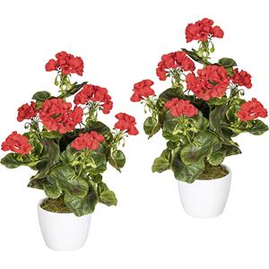 Geraniumstruik, UV-bestendig, hoogte 400 mm, 26 vellen, VE = 2 stuks, bloemen rood