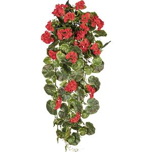 Hangende geraniumplant, hoogte 800 mm, UV-bestendig, bloemen rood