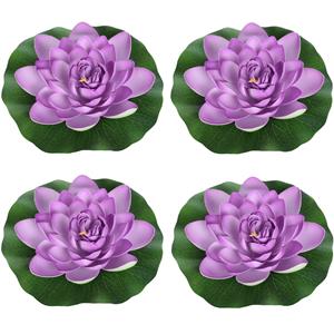 Merkloos 4x Paarse drijvende kunst waterlelie bloemen 18 cm -