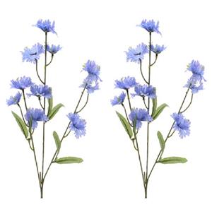 Decoris 4x stuks kunstbloemen Korenbloem/centaurea cyanus takken paars 55 cm -