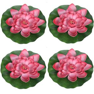 Merkloos 4x Rode drijvende kunst waterlelie bloemen 18 cm -