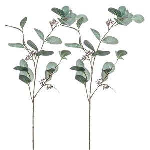 Emerald Kunstbloem Eucalyptus tak - 2x - 73 cm - groen - losse steel - Kunst zijdebloemen -