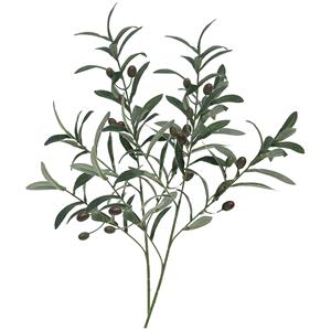 Bellatio Design Kunstbloem Olijf tak - 2x - 75 cm - groen - Olijfboom losse steel - Kunst zijdebloemen -
