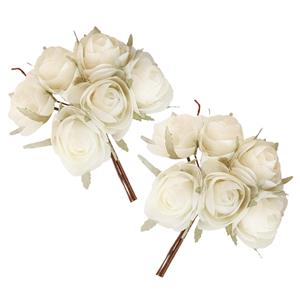 Chaks Ranonkel kunstbloemen boeket - 12x - ivoor wit - H19 cm -