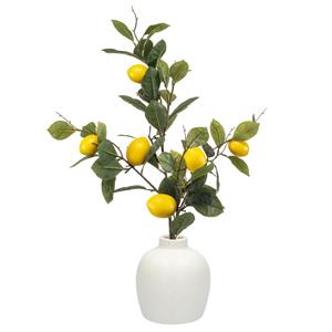Emerald Kunstbloem citrusfruit tak citroen - 95 cm - geel - losse steel - Kunst zijdebloemen -