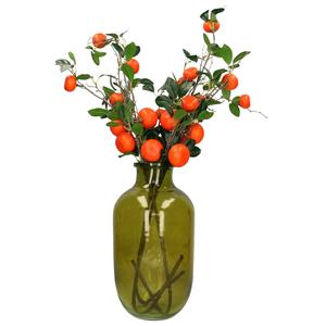 DK Design Kunstbloem citrusfruit tak mandarijn/clementine - 90 cm - oranje - losse steel - Kunst zijdebloemen -