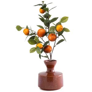 Emerald Kunstbloem citrusfruit tak mandarijn/clementine - 95 cm - oranje - losse steel - Kunst zijdebloemen -