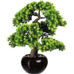 Bonsai lariks, met grind, in een keramieken pot, zwart, hoogte 480 mm, pot 180 x 110 mm