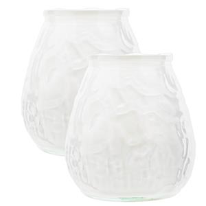 Cosy & Trendy Set van 4x stuks witte Lowboy buiten tafel sfeer kaarsen 10 cm branduren in glas -