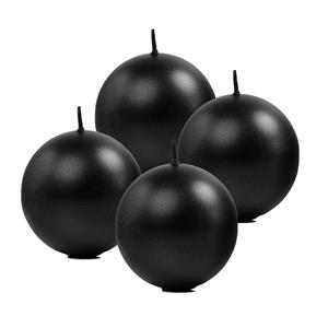 Merkloos Bolvormige kaarsen - 4x - zwart - Dia 8 cm - 20 branduren - Sfeerkaarsen -