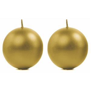 Merkloos Bolvormige kaarsen - Pakket van 4x stuks - goud - Dia 8 cm - 20 branduren - Sfeerkaarsen -