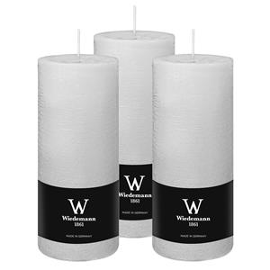 Wiedemann Cilinderkaars/stompkaars - 3x - rustieke kaars - wit - 7 x 16 cm - 66 branduren -
