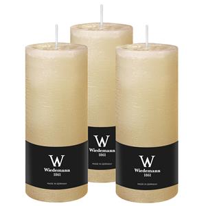 Wiedemann Cilinderkaars/stompkaars - 3x - rustieke kaars - creme wit - 7 x 16 cm - 66 branduren -