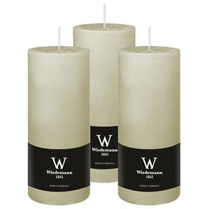 Wiedemann Cilinderkaars/stompkaars - 3x - rustieke kaars - ivoorwit - 7 x 16 cm - 66 branduren -