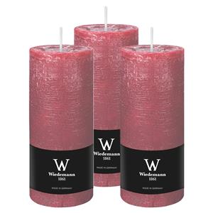 Wiedemann Cilinderkaars/stompkaars - 3x - rustieke kaars - oudroze - 7 x 16 cm - 66 branduren -