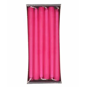 Enlightening Candles Dinerkaarsen - 24x stuks - fuchsia roze - 8 branduren - 25 cm - kandelaar kaars -
