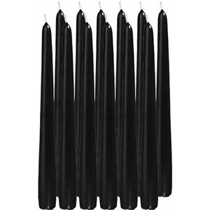 Enlightening Candles Dinerkaarsen - 24x stuks - zwart - 8 branduren - 25 cm - kandelaar kaarsen -