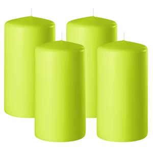 Enlightening Candles Cilinder/stompkaars - 4x - limegroen - D6 x H15 cm - branduur -