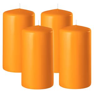 Enlightening Candles Cilinder/stompkaars - 4x - oranje - D6 x H15 cm - branduur -