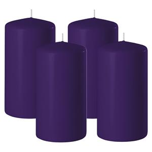Enlightening Candles Cilinder/stompkaars - 4x - paars - D6 x H15 cm - branduur -