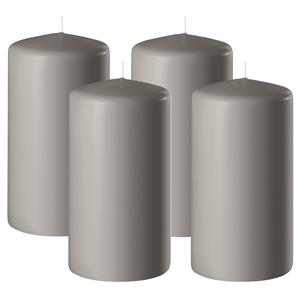 Enlightening Candles Cilinder/stompkaars - 4x - zand/grijs - D6 x H15 cm - branduur -