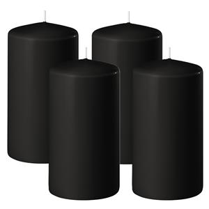 Enlightening Candles Cilinder/stompkaars - 4x - zwart - D6 x H15 cm - branduur -