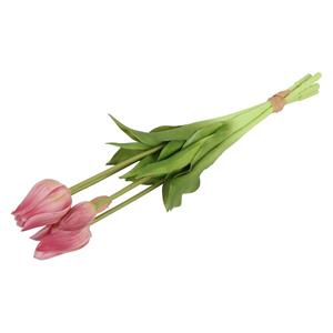 Countryfield Kunst tulpen boeket Greigii - 5x stuks - oud roze - real touch - kunst zijdebloemen - 4 -