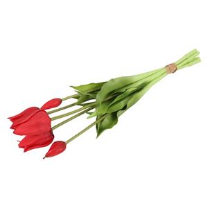 Countryfield Kunst tulpen boeket Greigii - 5x stuks - rood - real touch - kunst zijdebloemen - -