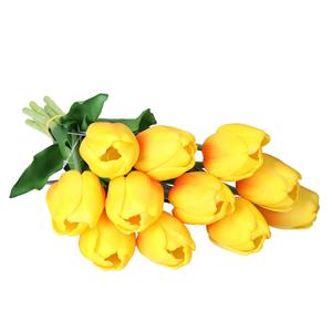 Countryfield Kunstbloemen bosje Tulp Tulipa - 5x - cm - geel - Real Touch - kunst zijdebloemen -