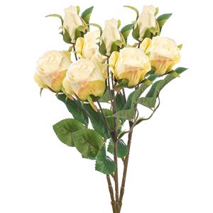 Emerald Kunstbloem Roos tak - 3x - cm - creme wit - Kunst zijdebloemen -