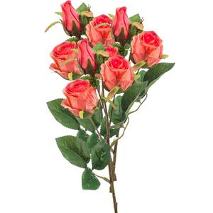 Emerald Kunstbloem Roos tak - 3x - cm - koraal roze - Kunst zijdebloemen -