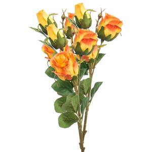 Emerald Kunstbloem Roos tak - 3x - cm - oranje - Kunst zijdebloemen -