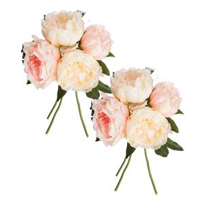 Atmosphera boeket van pioenrozen kunstbloemen - 8 stuks - roze - H30 cm - lichtroze bloemen -