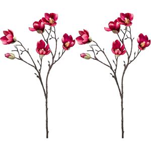 Emerald Kunstbloem Magnolia tak - 2x - 65 cm - dieproze - Kunst zijdebloemen -