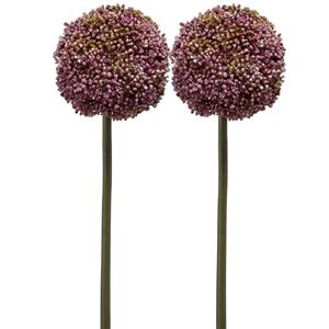 Emerald Allium/Sierui kunstbloem - 2x - losse steel - paars - 75 cm - Natuurlijke uitstraling -