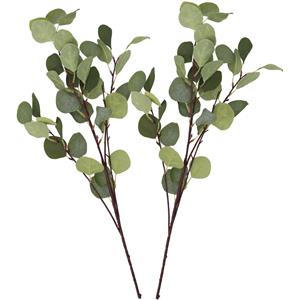 DK Design Kunstbloem Eucalyptus tak Real Touch - 2x - 90 cm - groen - losse steel - Kunst zijdebloemen -