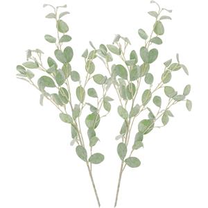 DK Design Kunstbloem Eucalyptus tak Real Touch - 2x - 90 cm - lichtgroen - losse steel - Kunst zijdebloemen -