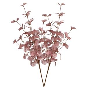 DK Design Kunstbloem Eucalyptus tak Silk - 2x - 72 cm - oudroze - losse steel - Kunst zijdebloemen -