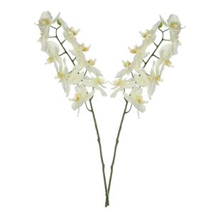 Mica Decorations Kunstbloem Orchidee tak - 2x - wit - 71 cm - losse steel - Kunst zijdebloemen -