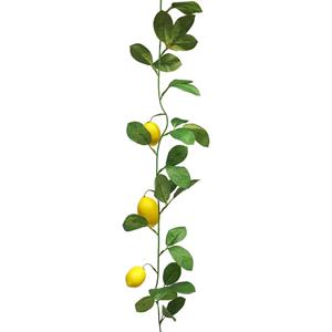 Bellatio Design Kunstbloem citrusfruit slinger citroen - 180 cm - geel - citrusfruit slinger - decoratie -