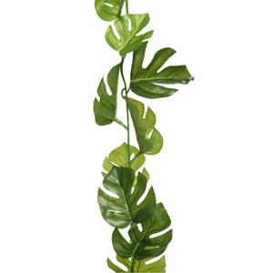 Bellatio flowers & plants Plantenslinger/kunstplant - Monstera - groen - kunststof - 180 cm - Gatenplant -
