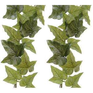 Bellatio flowers & plants 2x Groene Hedera Helix/klimop kunstplant slingers 180 cm -