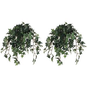 Mica Decorations 2x stuks hedera klimop kunstplanten groen in pot L45 x B25 x H25 cm -