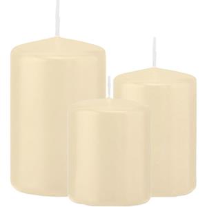 Trend Candles Stompkaarsen set van 6x stuks creme wit 8-10-12 cm -